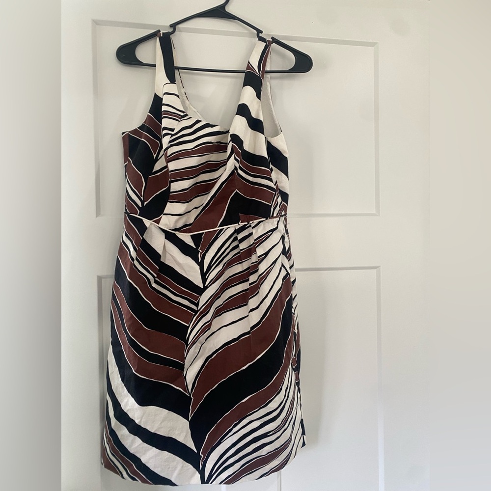 Trina Turk Brown, Black & White Zebra-Stripe Mini Dress
